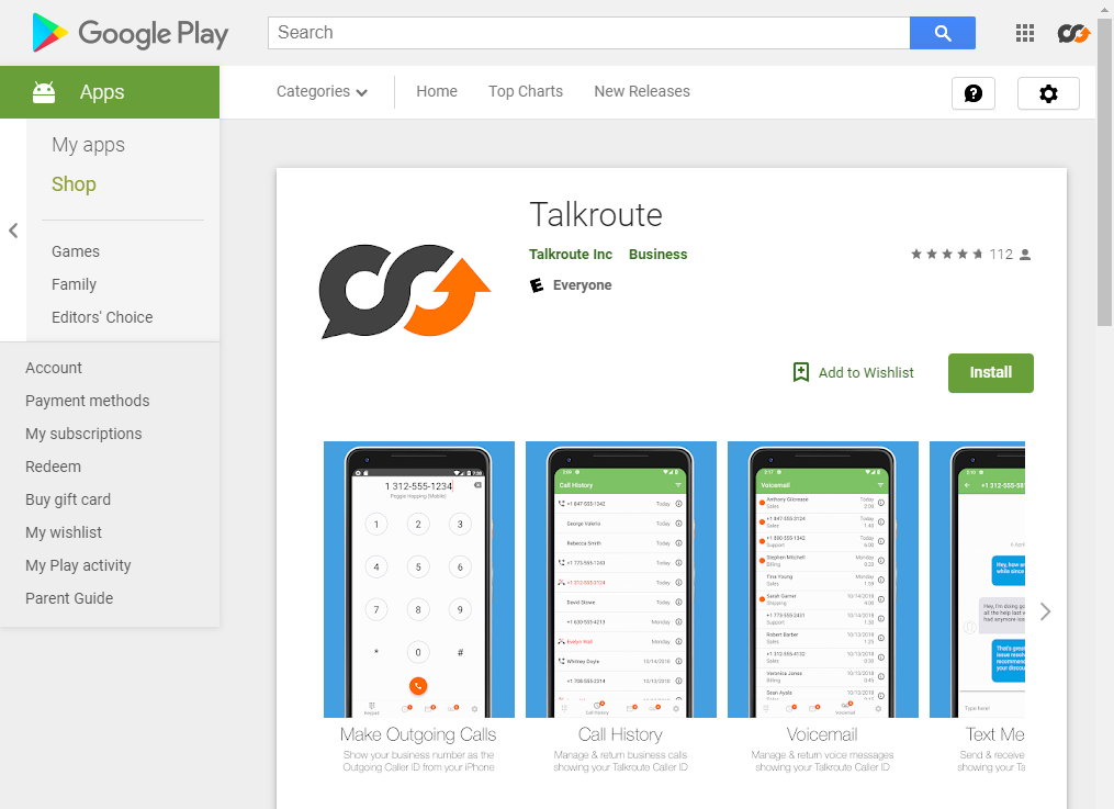 Google Play Talkroute App