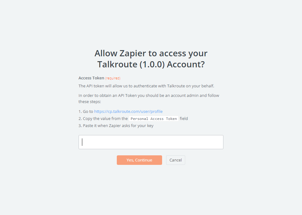 Connect Talkroute to Zapier