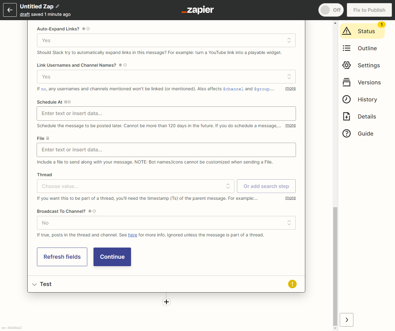 Optional Action Fields