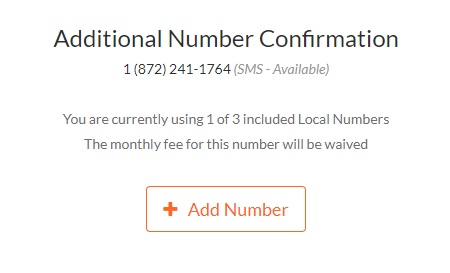 Add Local Number Confirmation