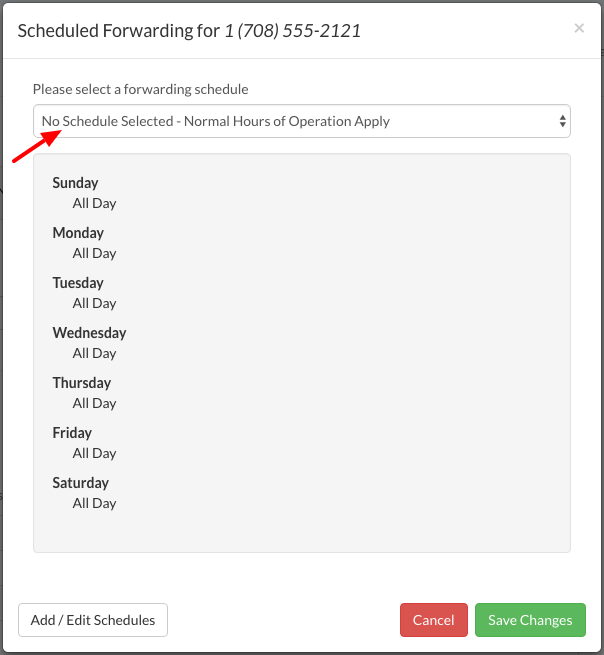 Default Schedule Dropdown