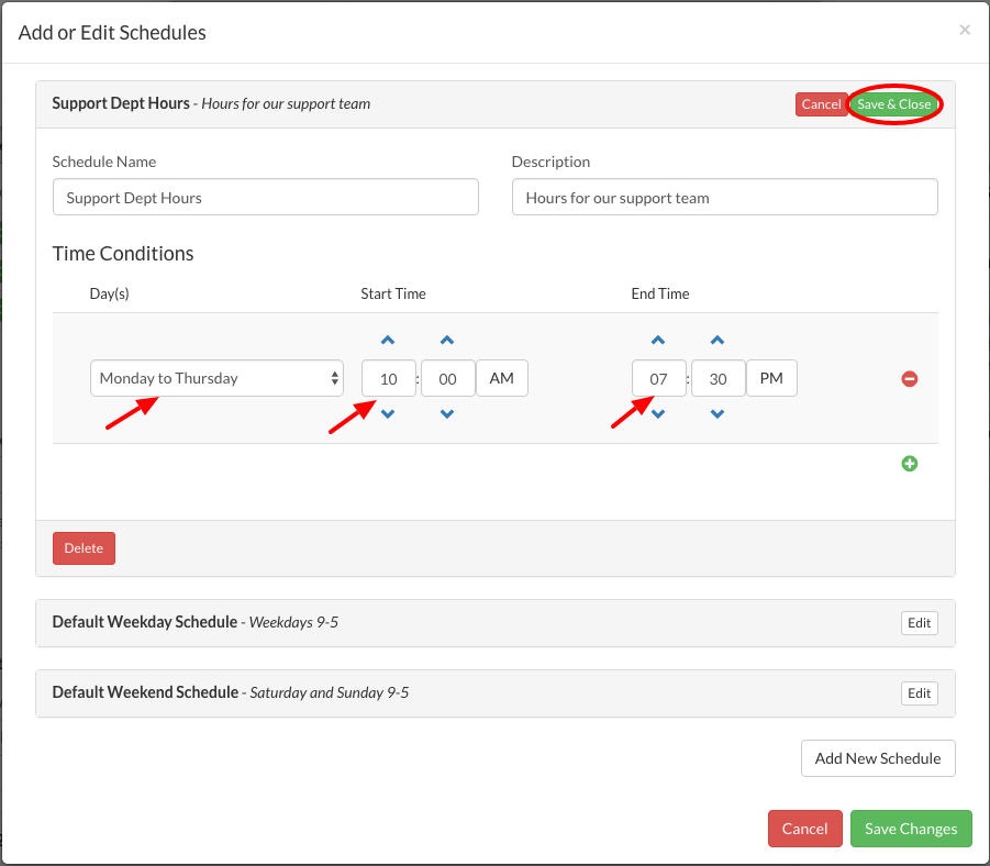 Time Condition Details