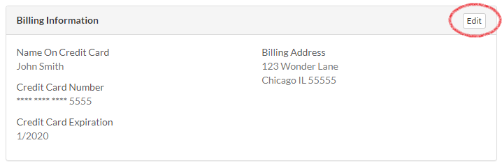 Edit Billing Information