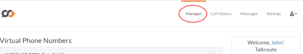 Manager section in navigation