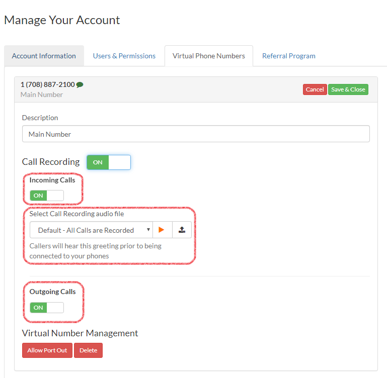 Call Recording Settings