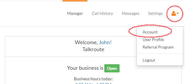 User Icon Account Menu