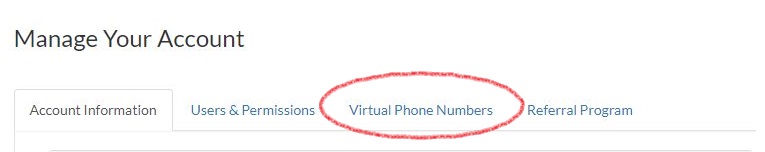 Virtual Phone Numbers Tab