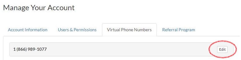 Edit Virtual Phone Number