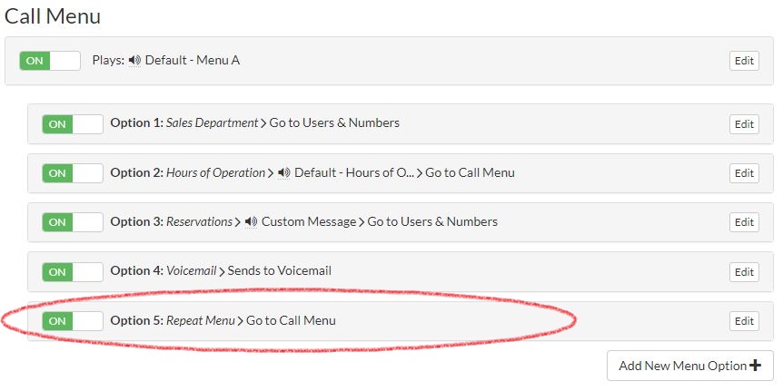 Menu Options Complete