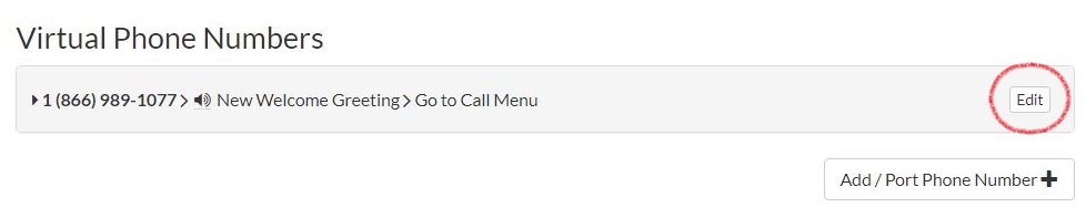 Edit Virtual Phone Number