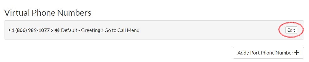 Edit button next to virtual phone number