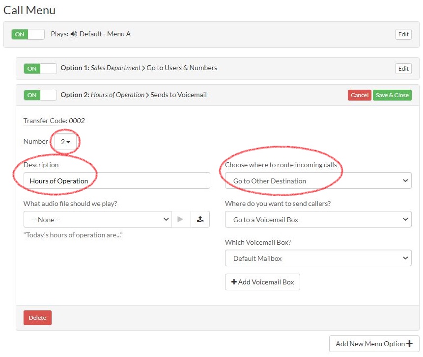Go to Other Destination Option