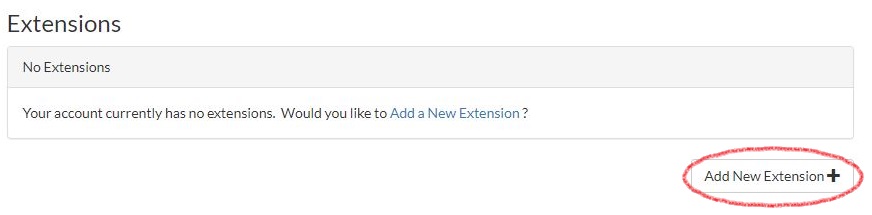 Add New Extension Button