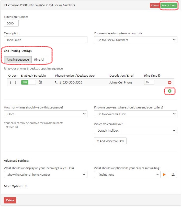Extension Forwarding Setup