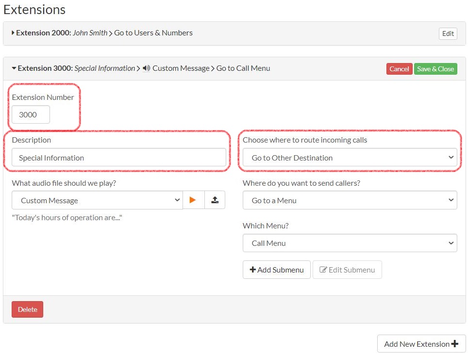 Extension Go to Other Destination