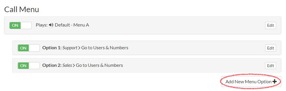 Add New Menu Option Button