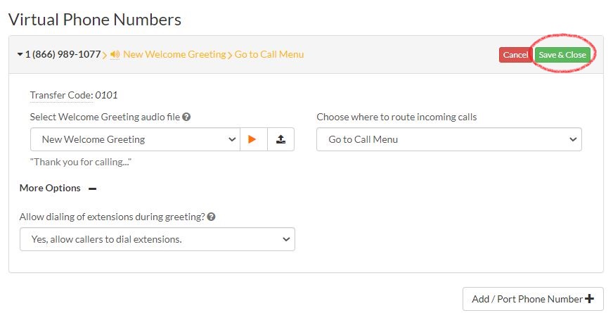 Select Welcome Greeting and Save