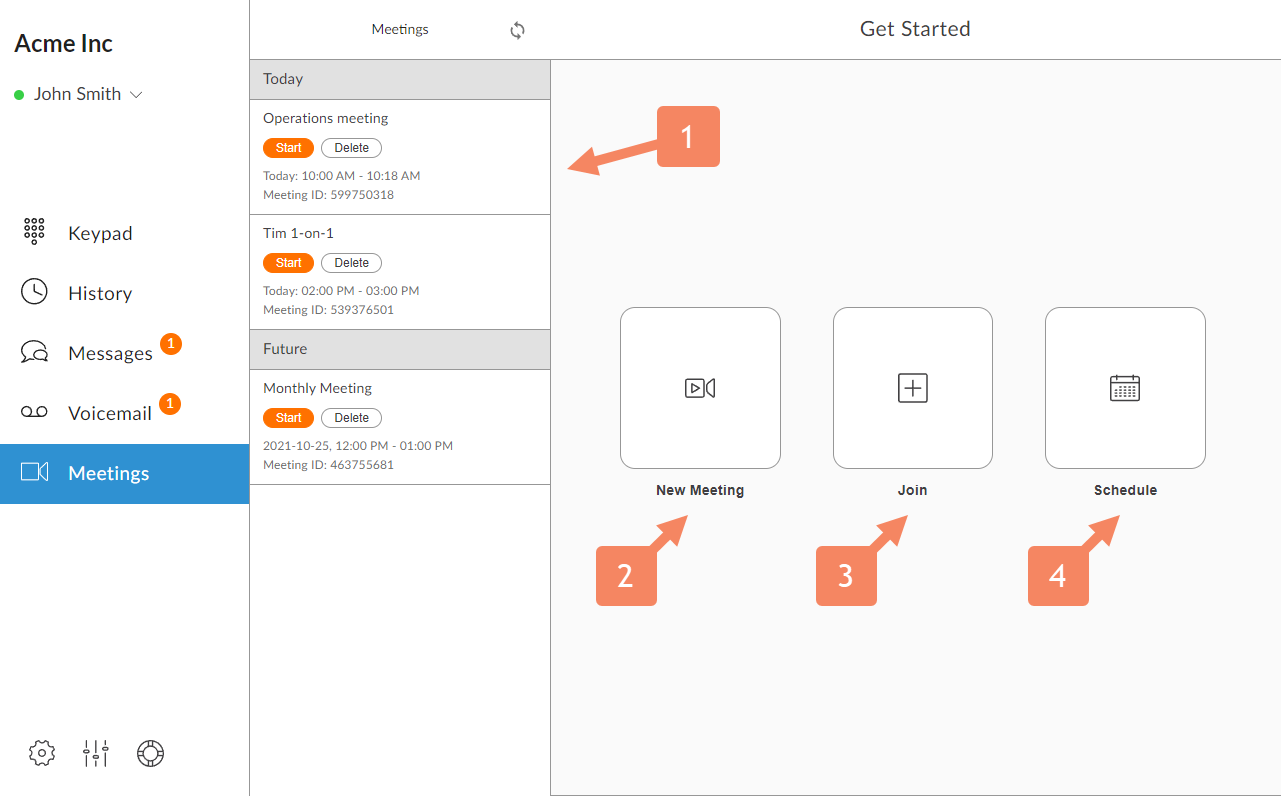 Meetings Page Overview