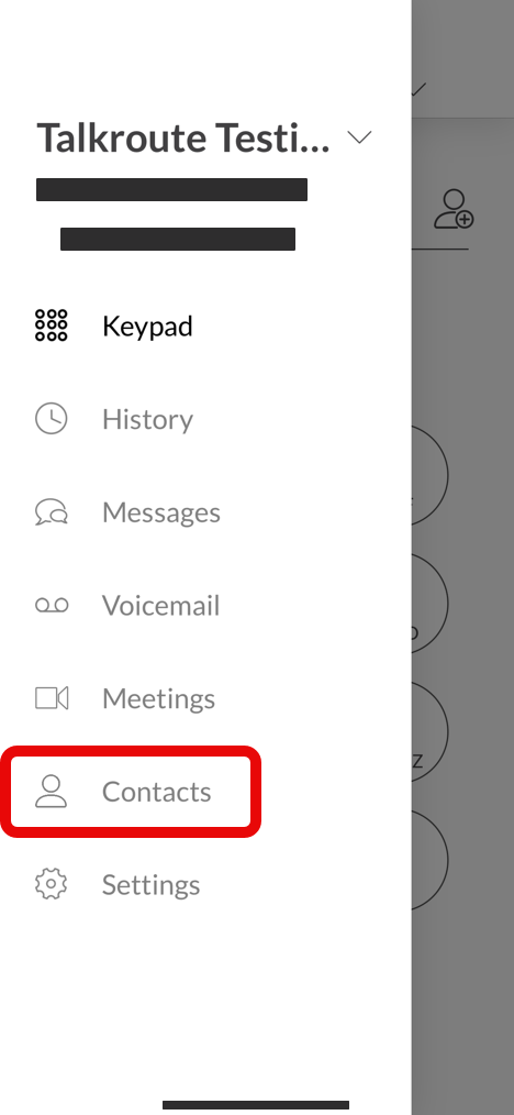 Talkroute Mobile App Contacts List