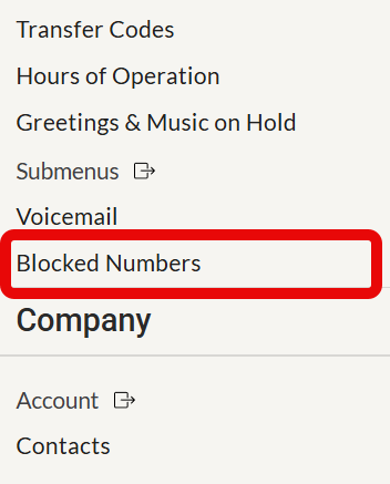 Blocked Numbers Navigation