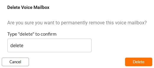 Delete Voicemail Box Confirmation
