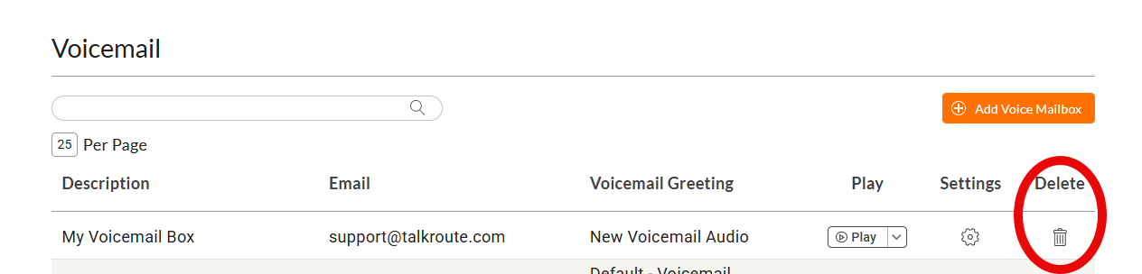 Voicemail Box Trash Icon