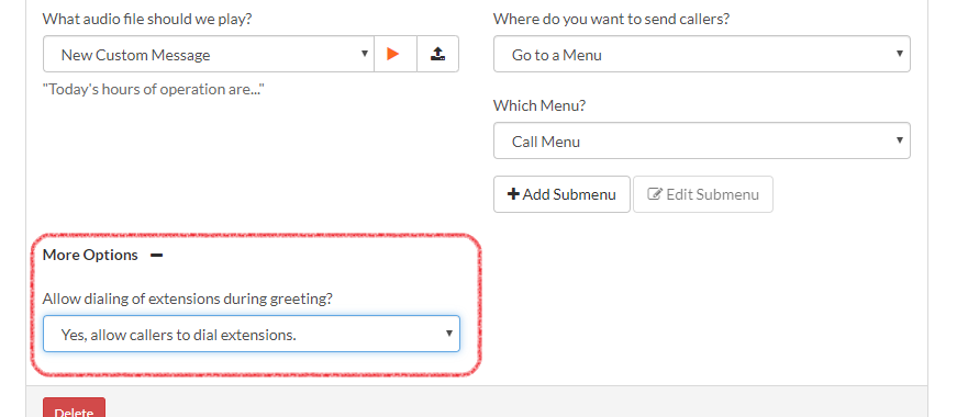 Allow Extensions During Greeting Option
