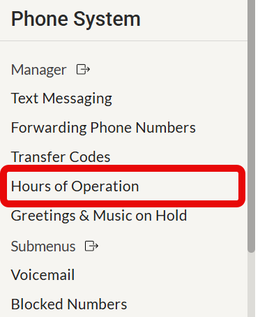Hours of Operation Navigation